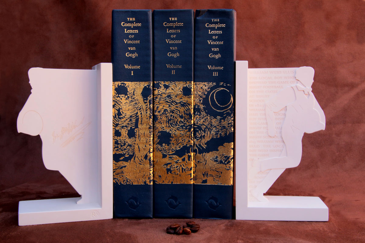 Purchase, William Webb Ellis  bookend, handmade in plaster by the Modern Souvenir Company.